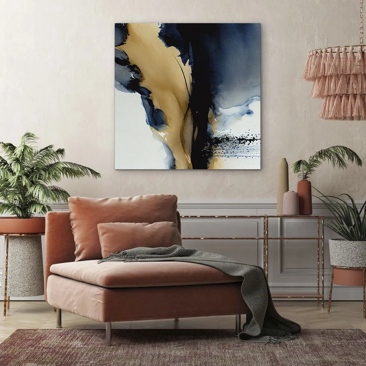 Obraz na płótnie - Za zasłoną - 70x70 cm
