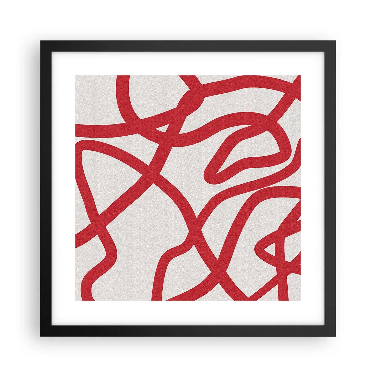 Plakat w czarnej ramie - Czerwono na białym - 40x40 cm