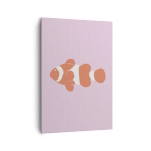 Obraz na płótnie - Minimalistyczna ilustracja błazenka na pastelowym tle - 70x100cm - W koralu jej do twarzy i do ogona - Nowoczesna dekoracja ścienna do salonu i sypialni ARTTOR