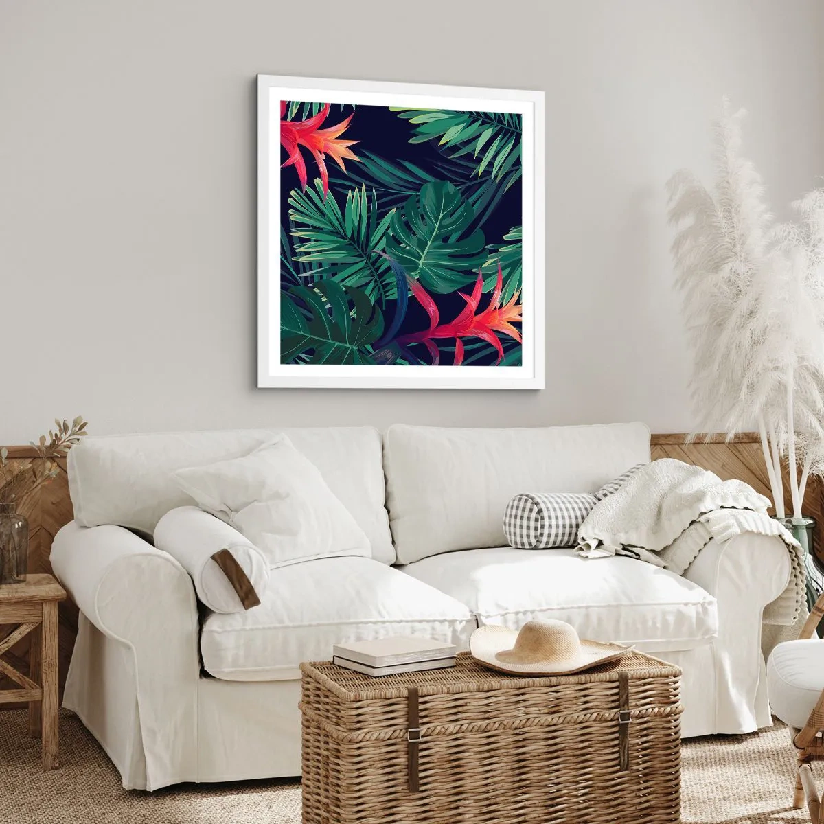 Plakat w białej ramie - Zapłonąć w zieleni - 40x40 cm