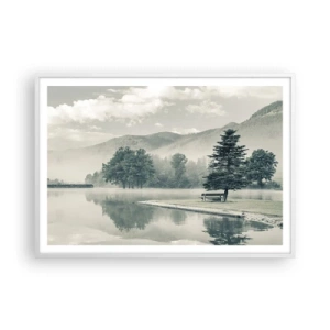 Plakat w białej ramie - Jezioro jeszcze śpi - 100x70 cm