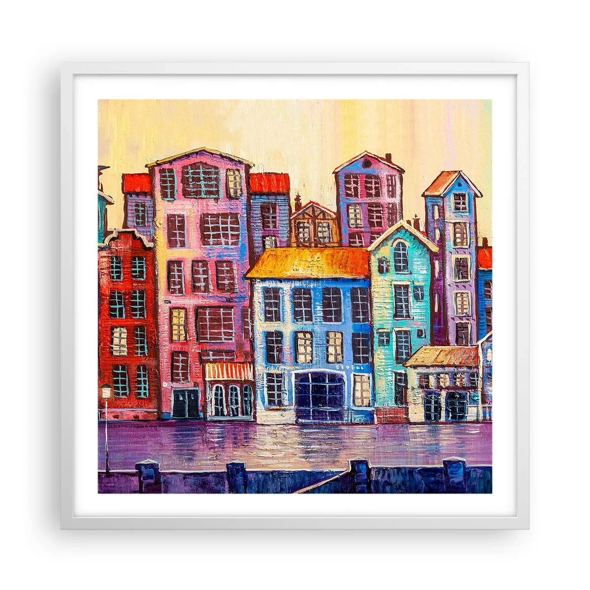 Plakat w białej ramie - Miasto jak z bajki - 60x60 cm