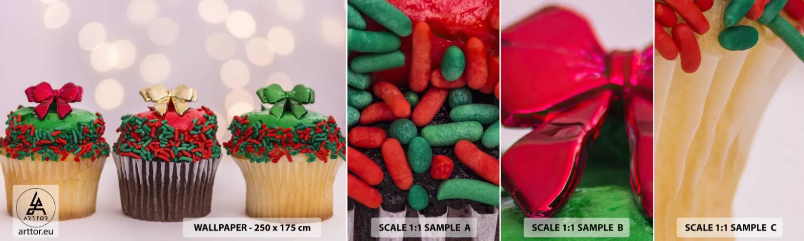 Fototapeta Próbka Standard Eco - Słodyczy po kokardę - Gastronomia, Ciasteczka, Kolorowe Babeczki - 100x30 cm