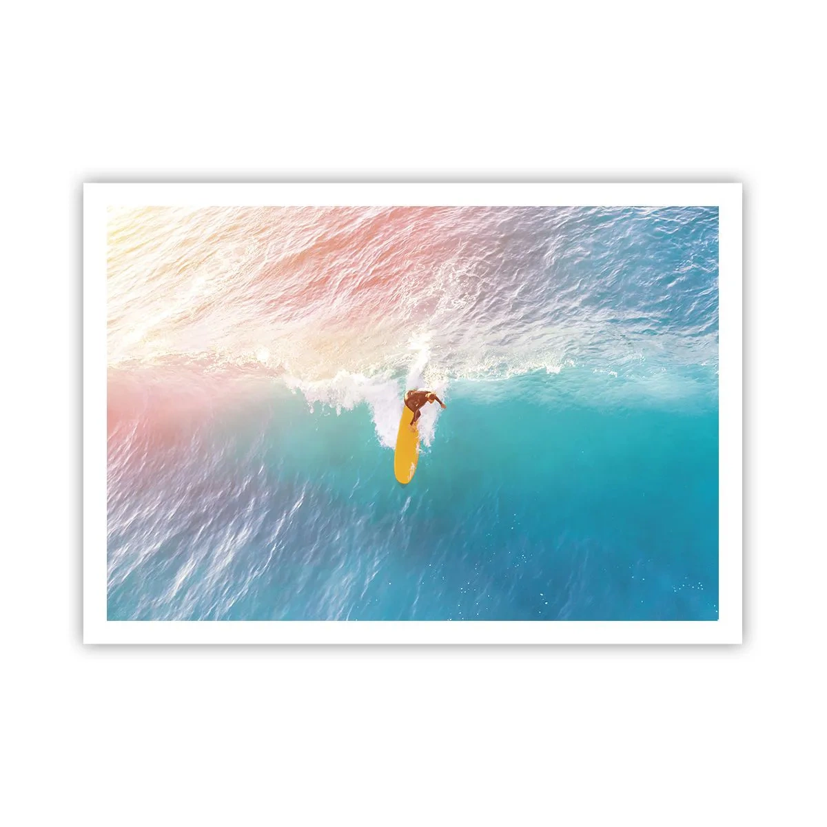 Plakat - Surfer na fali w pastelowych kolorach - 100x70cm - Oceaniczny jeździec - Nowoczesna dekoracja ścienna do salonu i sypialni ARTTOR