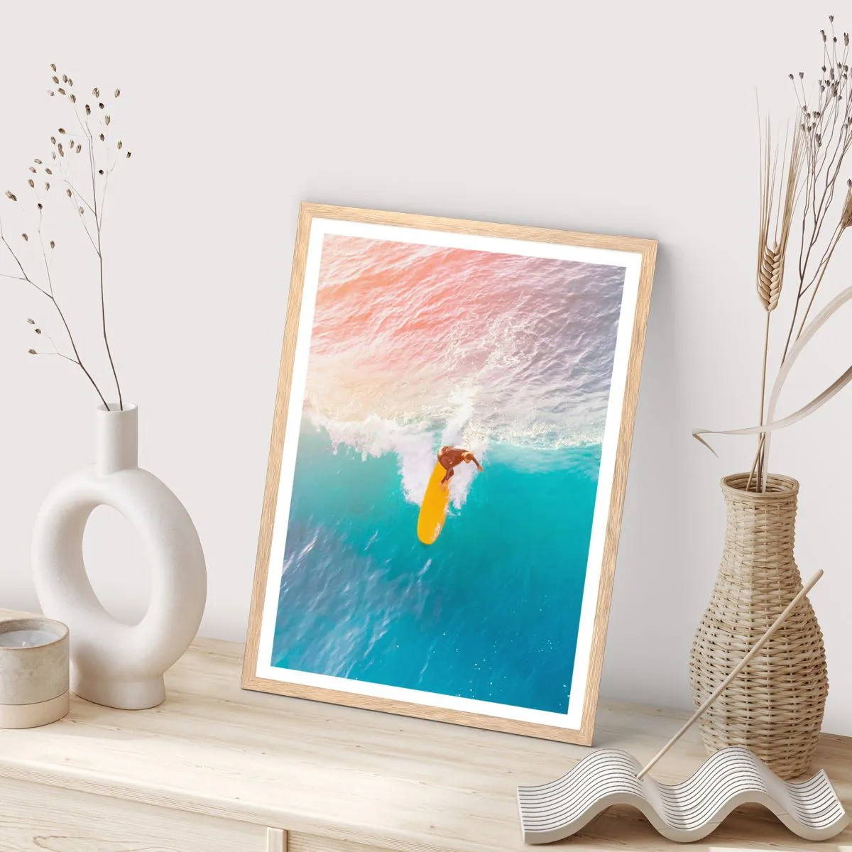Plakat w ramie jasny dąb - Oceaniczny jeździec - 30x40 cm