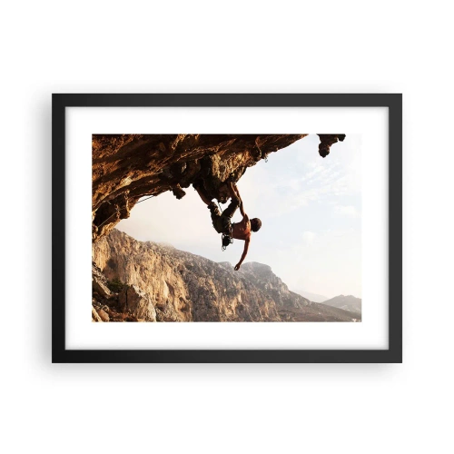 Plakat w czarnej ramie - Świat skurczony w garści na obrywie głazu - 40x30 cm