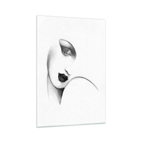 Obraz na szkle - Subtelny portret kobiety w monochromatycznym stylu - 70x100cm - W stylu Łempickiej - Nowoczesna dekoracja ścienna do salonu i sypialni ARTTOR