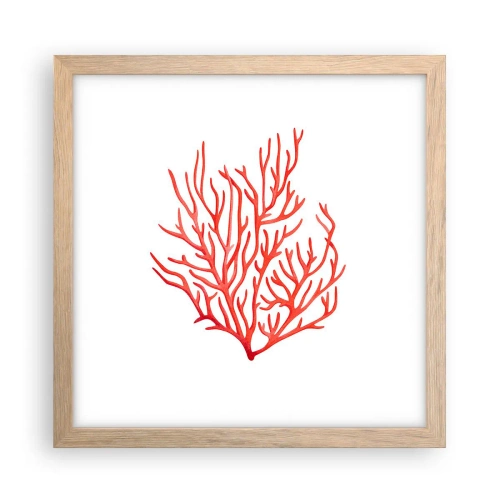 Plakat w ramie jasny dąb - Koralowy filigran - 30x30 cm