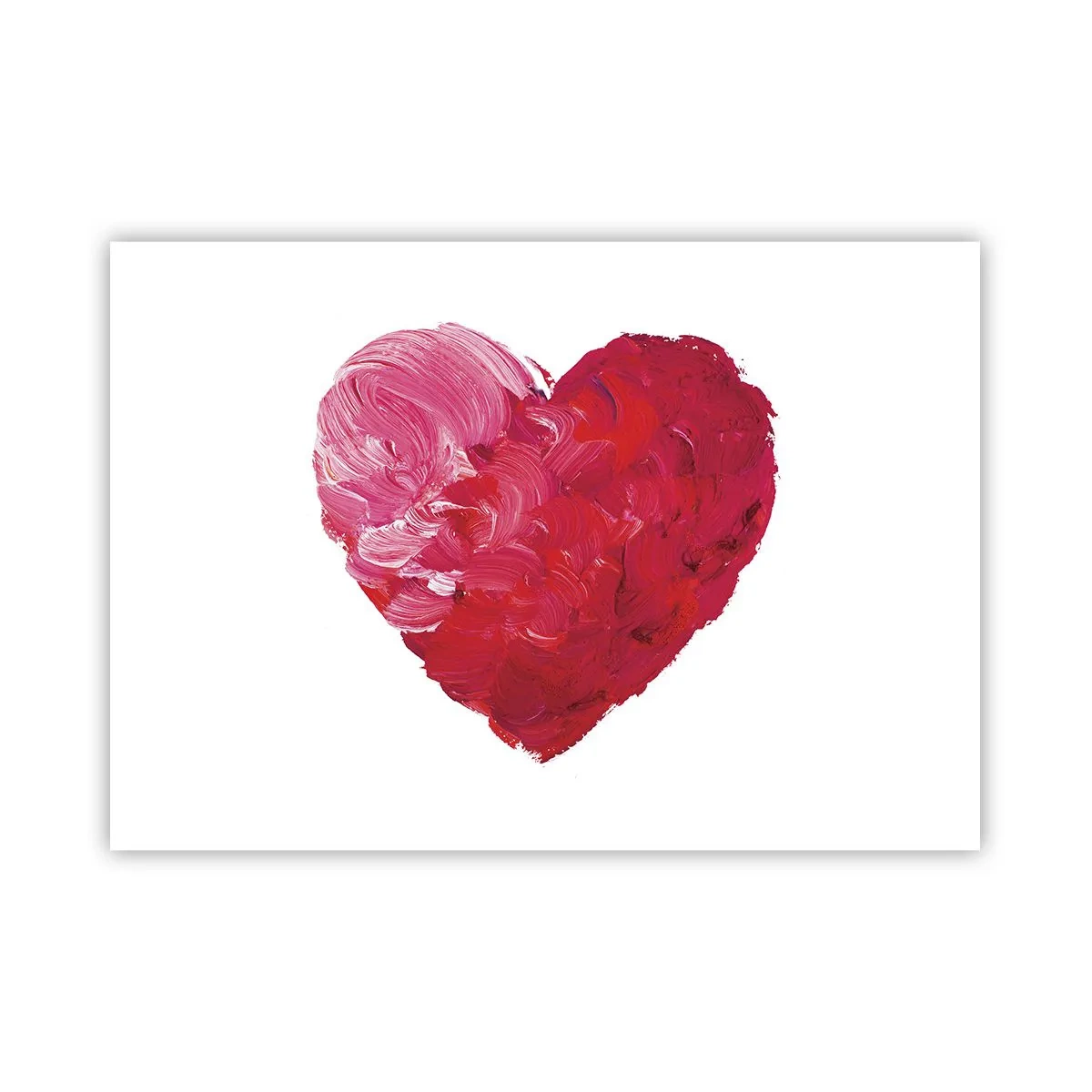 Plakat - Różowe i czerwone serce namalowane pędzlem - 100x70cm - All you need is love - Nowoczesna dekoracja ścienna do salonu i sypialni ARTTOR