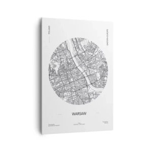 Obraz na płótnie - Mapa Warszawy w minimalistycznym stylu - 70x100cm - Anatomia Warszawy - Nowoczesna dekoracja ścienna do salonu i sypialni ARTTOR