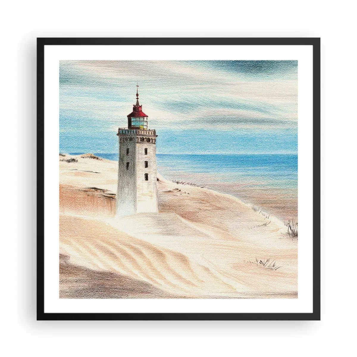 Plakat w czarnej ramie - Zawsze wpatrzona w morze - 60x60 cm