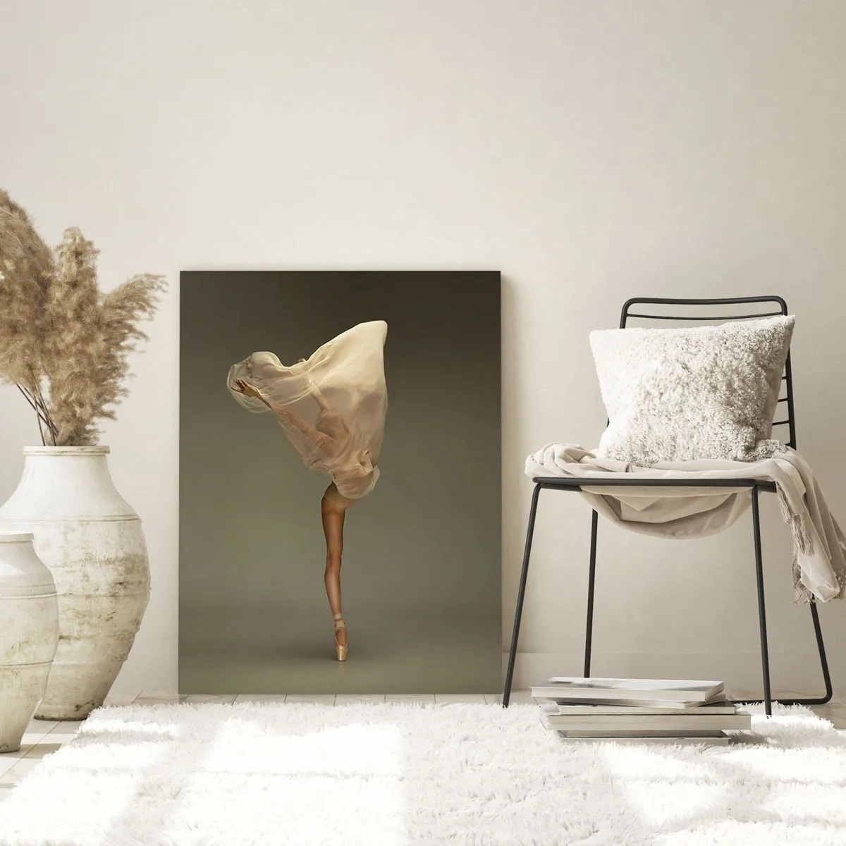 Obraz na szkle - Tancerka w delikatnej pozie z uniesionym welonem - 50x70cm - Zaraz wzleci - Nowoczesna dekoracja ścienna do salonu, kuchni i sypialni ARTTOR