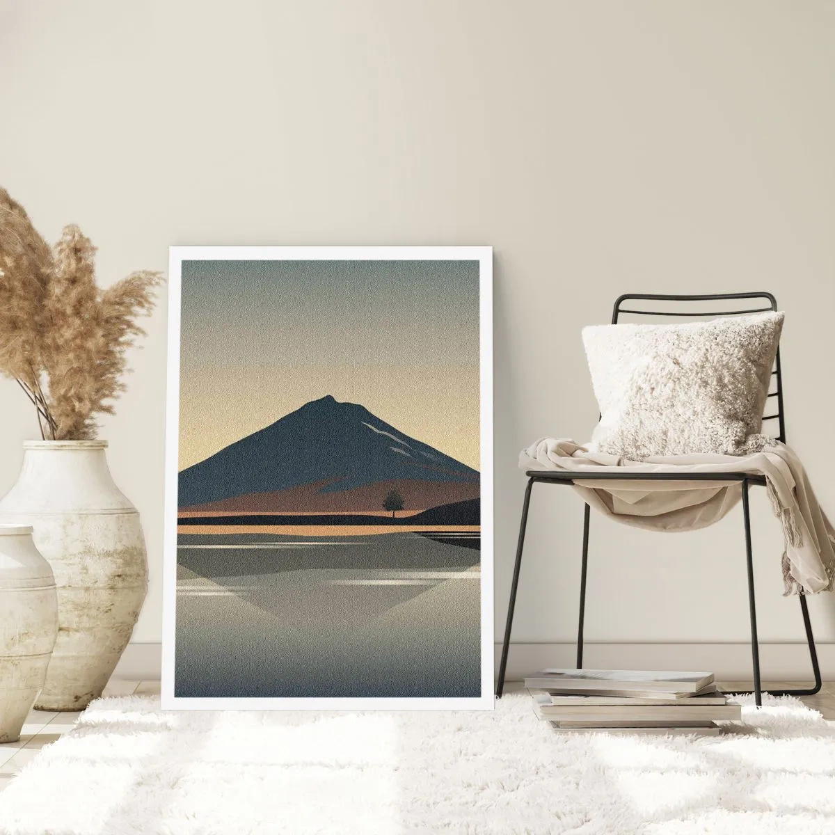 Plakat - Minimalistyczny krajobraz górski z odbiciem w jeziorze - 50x70cm - Lustrzane odbicie - Nowoczesna dekoracja ścienna do salonu, kuchni i sypialni ARTTOR