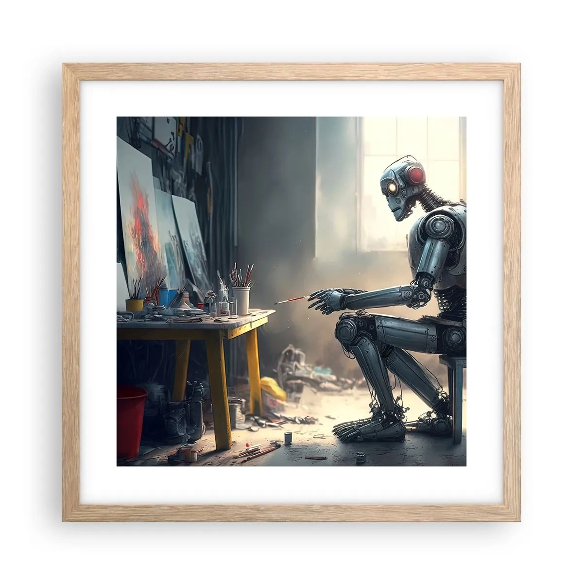 Plakat w ramie jasny dąb - Akt kreacji - 40x40 cm