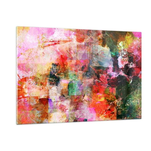 Obraz na szkle - Kolorowa abstrakcja z intensywnymi barwami - 120x80cm - Podróż poprzez róż - Nowoczesna dekoracja ścienna do salonu, kuchni i sypialni ARTTOR