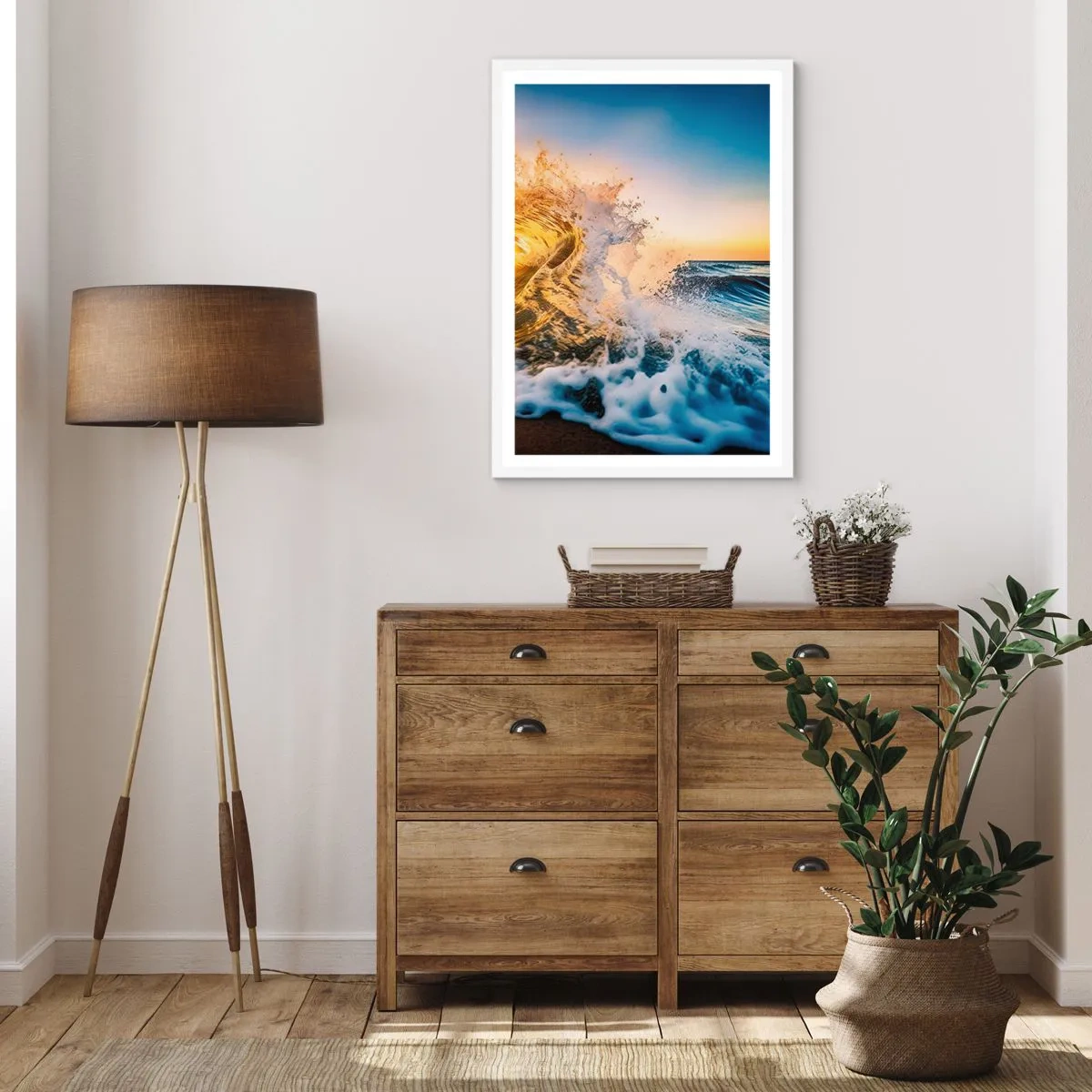 Plakat w białej ramie - Zabawa na piasku - 50x70 cm