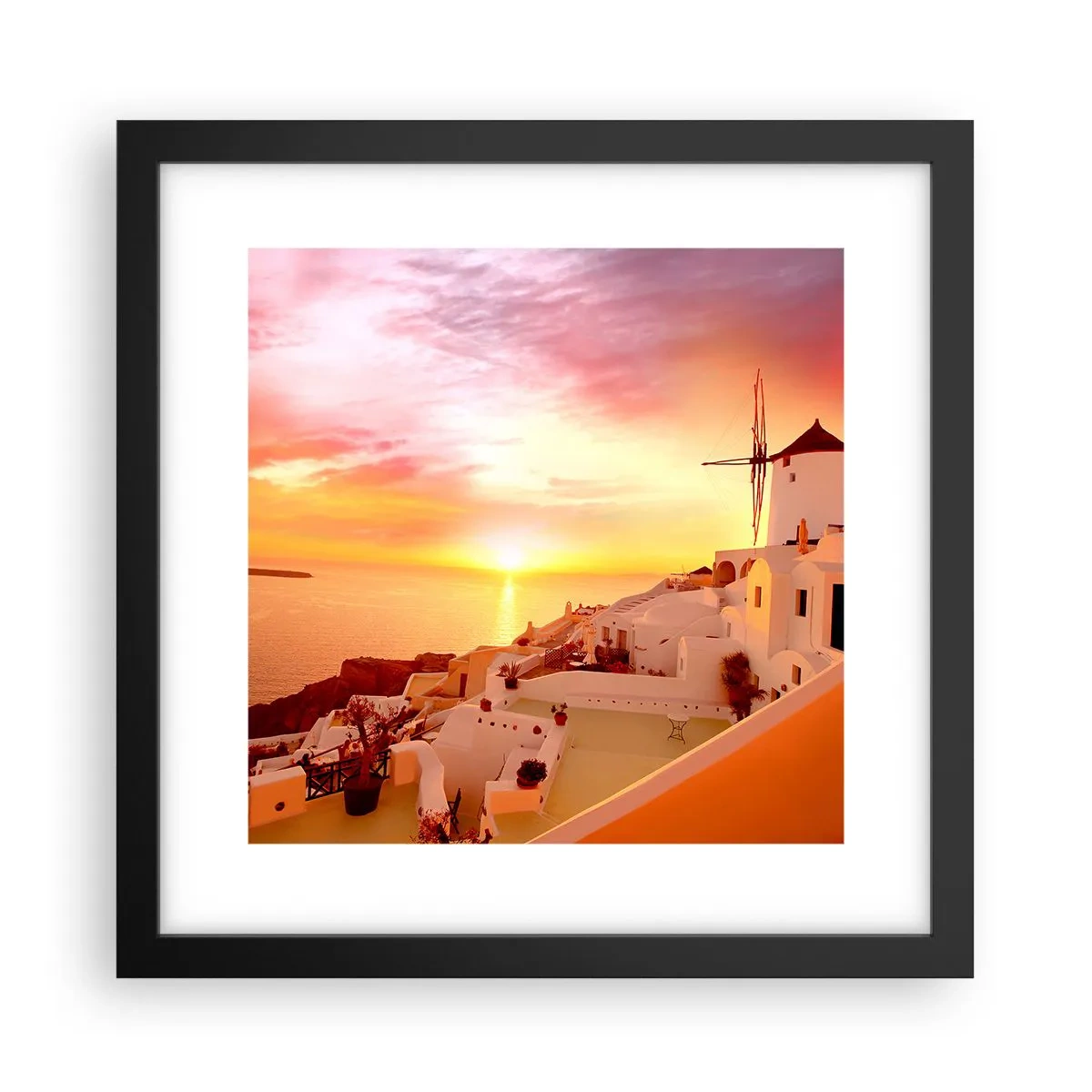 Plakat w czarnej ramie - Rozpłynąć się w bieli i złocie - 30x30 cm