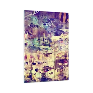 Obraz na szkle - Kolorowy abstrakcyjny kolaż z tekstami i grafikami - 70x100cm - I tyle zostanie - Nowoczesna dekoracja ścienna do salonu i sypialni ARTTOR