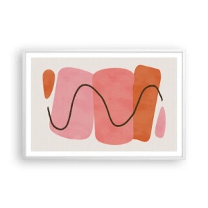Plakat w białej ramie - łagodny ruch form - 91x61 cm