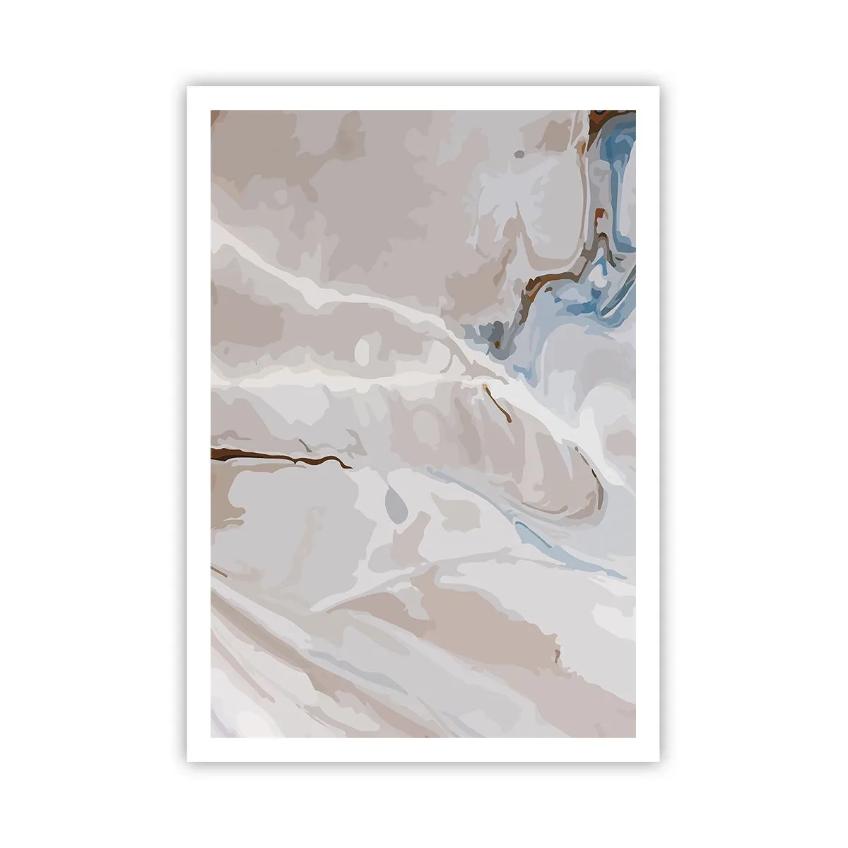 Plakat - Błękitne meandry pod bielą - 70x100 cm