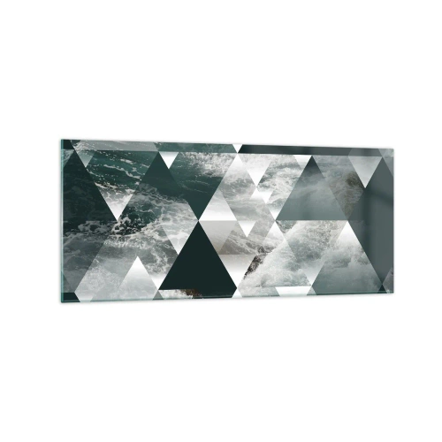 Obraz na szkle - Geometryczny wzór z motywem fal w odcieniach zieleni - 120x50cm - Kryształowa perspektywa - Nowoczesna dekoracja ścienna do salonu i sypialni ARTTOR