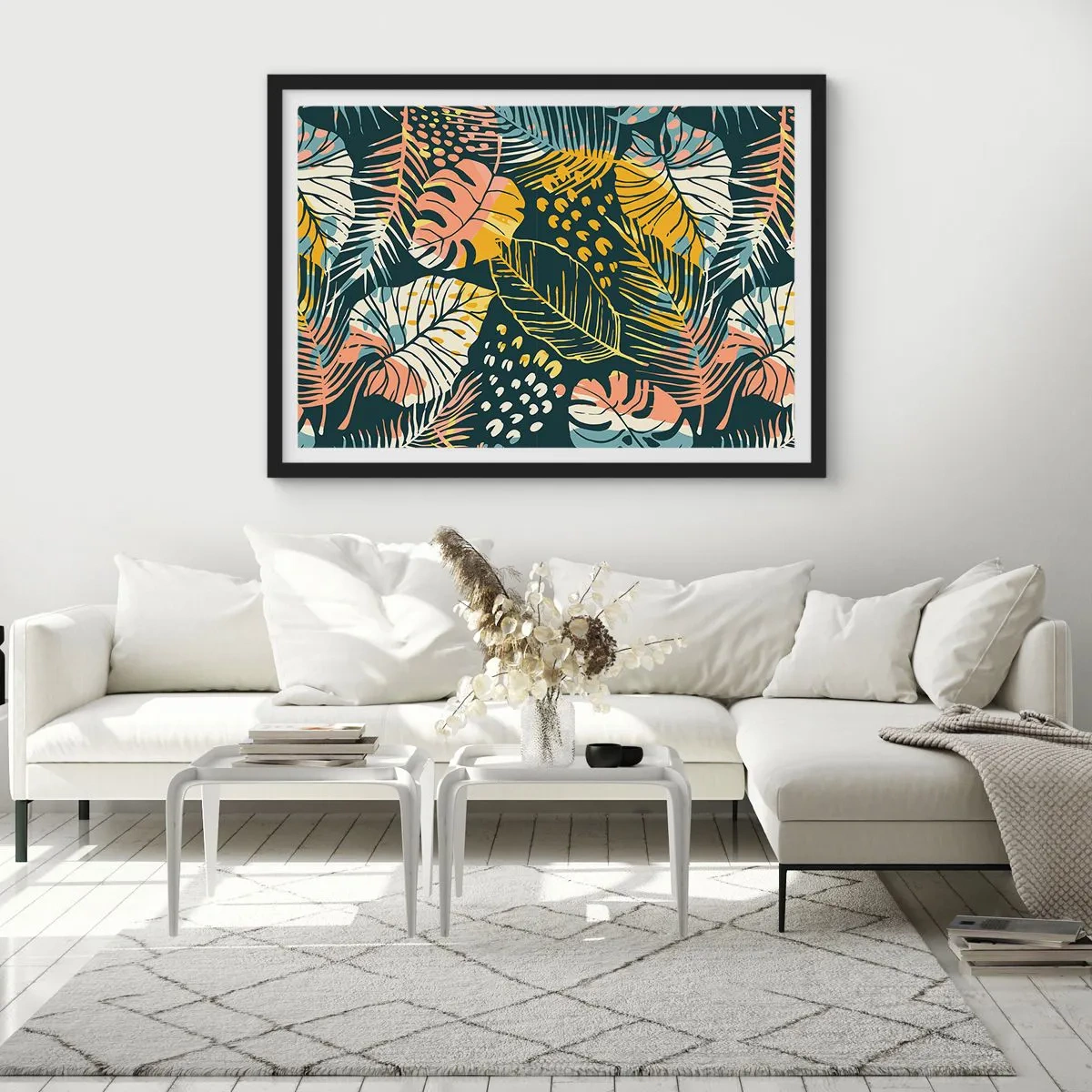 Plakat w czarnej ramie - Liściasta fantazja - 40x30 cm