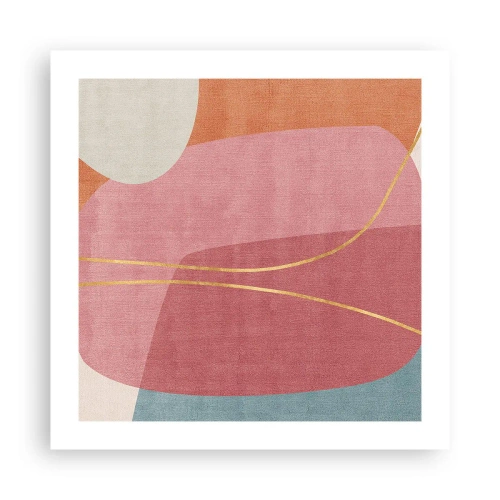 Plakat - Pastelowa kompozycja z nicią złota - 50x50 cm