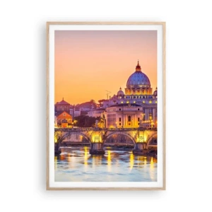 Plakat w ramie jasny dąb - Zmierzch nad Wiecznym Miastem - 70x100 cm