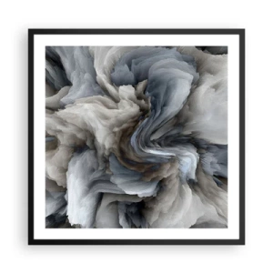 Plakat w czarnej ramie - Kamień i kwiat - 60x60 cm