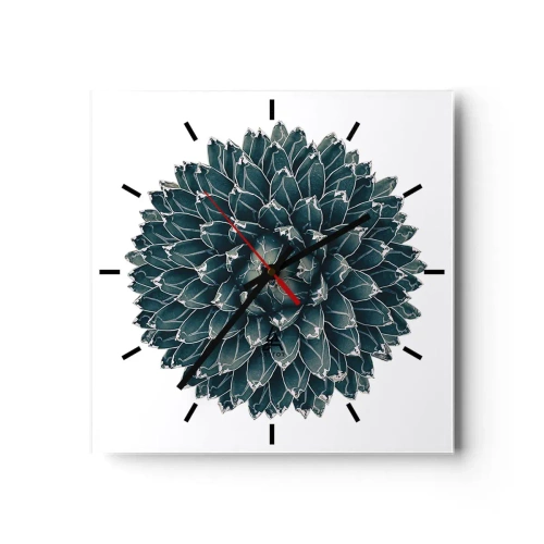 Zegar ścienny - Symetryczna roślina sukulenta na białym tle - 30x30cm - Gwiazda pustyni - Nowoczesna dekoracja ścienna do salonu i sypialni ARTTOR
