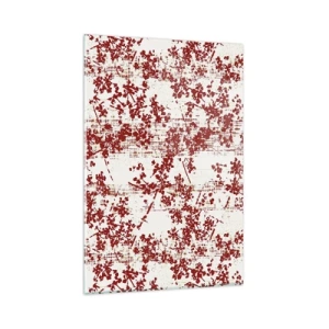 Obraz na szkle - Czerwone kwiaty na białym tle w artystycznym stylu - 80x120cm - Jak dawny perkalik - Nowoczesna dekoracja ścienna do salonu i sypialni ARTTOR