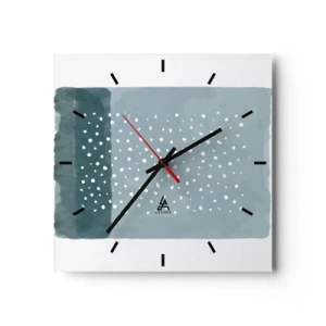 Zegar ścienny - Minimalistyczny obraz w odcieniach błękitu z kropkami - 30x30cm - Wyrosłe na błękicie - Nowoczesna dekoracja ścienna do salonu i sypialni ARTTOR