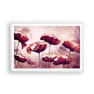 Plakat w białej ramie - Płatek czerwony i biały - 91x61 cm