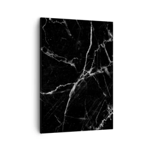 Obraz na płótnie - Czarno-biała faktura marmuru z wyrazistymi żyłkami - 50x70cm - Sekretne życie kamienia - Nowoczesna dekoracja ścienna do salonu, kuchni i sypialni ARTTOR