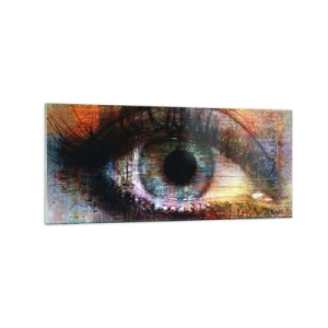 Obraz na szkle - Artystyczne oko w wielobarwnej abstrakcji - 120x50cm - Można zajrzec w duszę - Nowoczesna dekoracja ścienna do salonu i sypialni ARTTOR