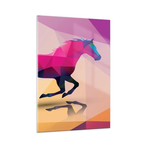 Obraz na szkle - Geometryczny koń w kolorowej abstrakcji - 50x70cm - Kubizm wciąż żywy - Nowoczesna dekoracja ścienna do salonu, kuchni i sypialni ARTTOR