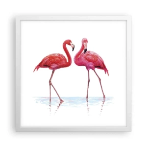 Plakat w białej ramie - Różowe randez-vous - 40x40 cm