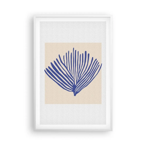 Plakat w białej ramie - Niebieski wachlarz - 61x91 cm