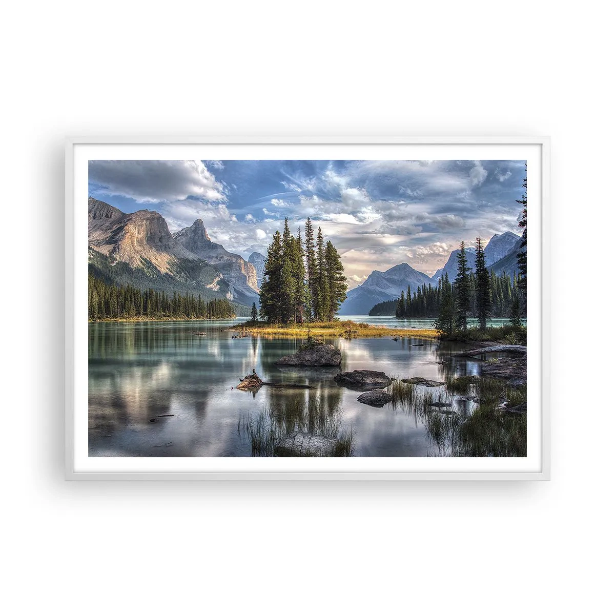 Plakat w białej ramie - Nad wodą wielką i czystą… - 100x70 cm