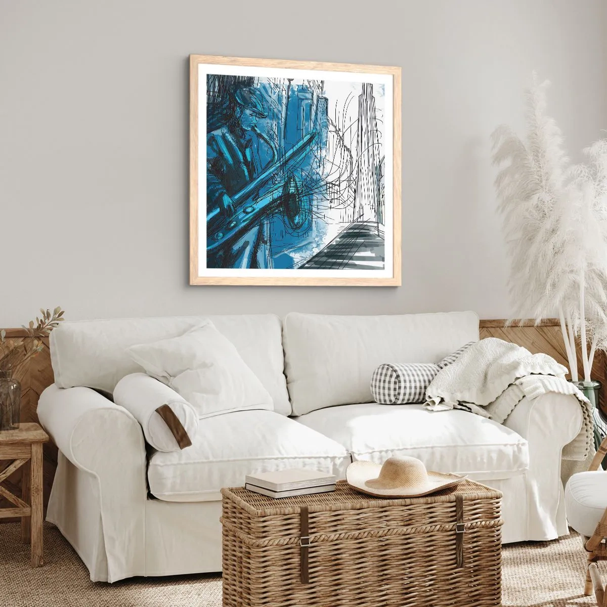 Plakat w ramie jasny dąb - Miejska rapsodia - 30x30 cm