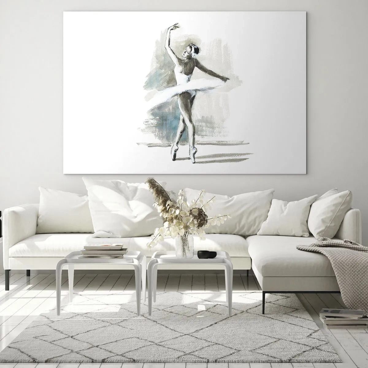 Obraz na szkle - Baletnica w klasycznej pozie tanecznej - 70x50cm - Zaklęta w łabędzia - Nowoczesna dekoracja ścienna do salonu i sypialni ARTTOR