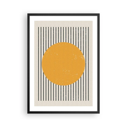 Plakat w czarnej ramie - Geometryczna kompozycja z pomarańczowym kołem i liniami - 50x70cm - Siła prostoty - Nowoczesna dekoracja ścienna do salonu i sypialni ARTTOR