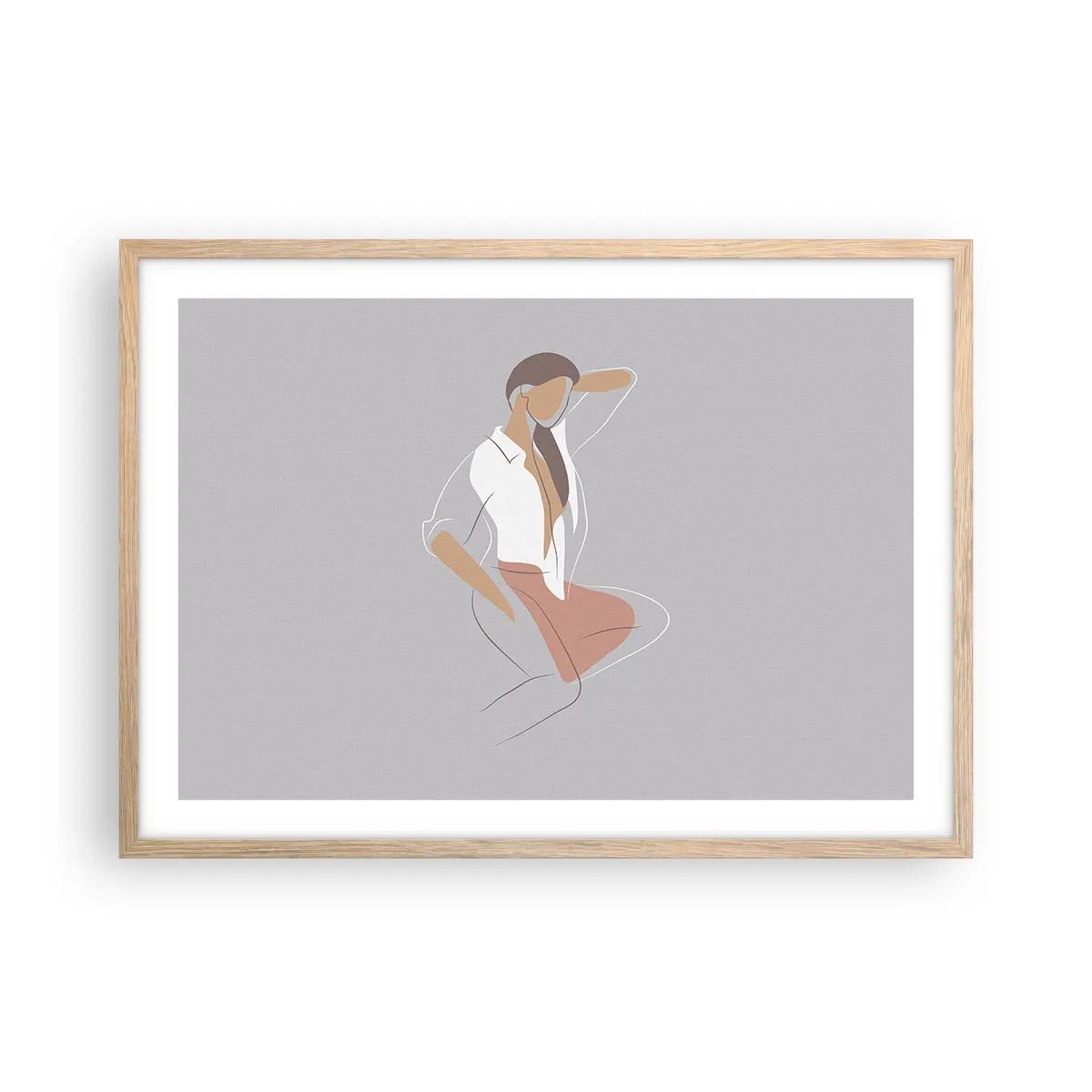 Plakat w ramie jasny dąb - Zarys wdzięku - 70x50 cm