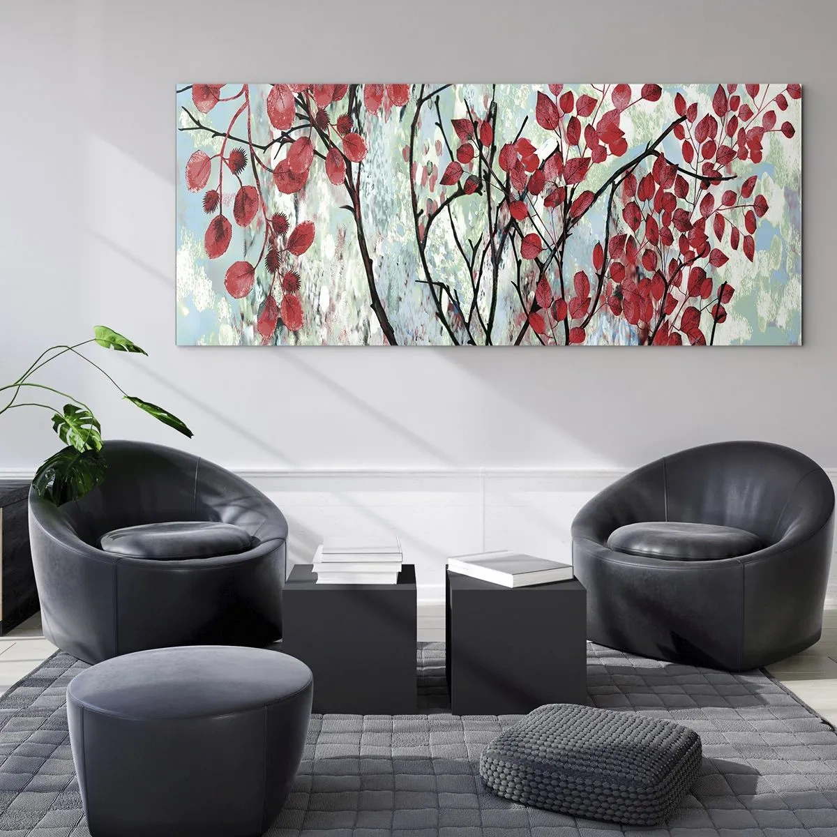 Obraz na szkle - Drzewo w szkarłacie - 100x40 cm