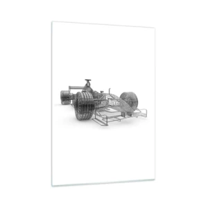 Obraz na szkle - Rysunek techniczny samochodu wyścigowego w stylu 3D - 50x70cm - Idealna konstrukcja - idea pędu - Nowoczesna dekoracja ścienna do salonu, kuchni i sypialni ARTTOR