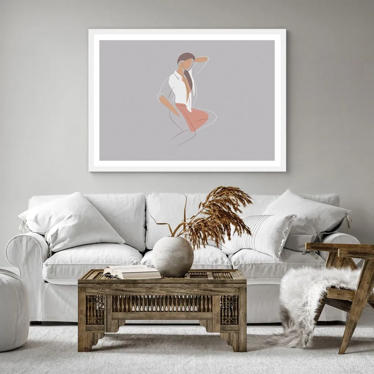 Plakat w białej ramie - Zarys wdzięku - 100x70 cm