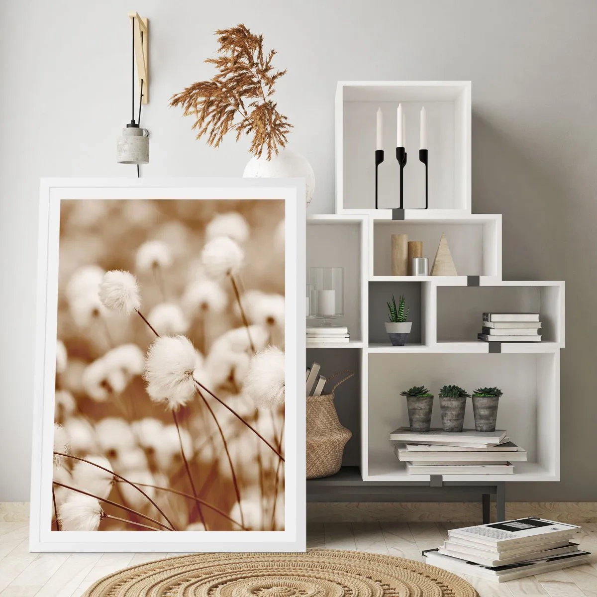 Plakat w białej ramie - Puszysty łan - 70x100 cm