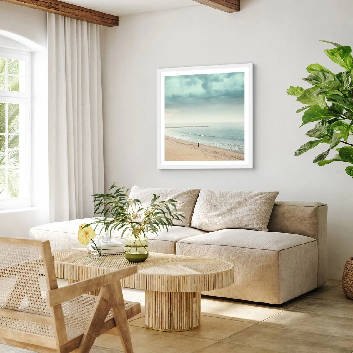 Plakat w białej ramie - w poszukiwaniu spokoju - 40x40 cm