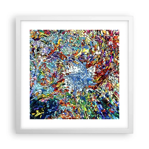 Plakat w białej ramie - Witraż kroplisty - 40x40 cm