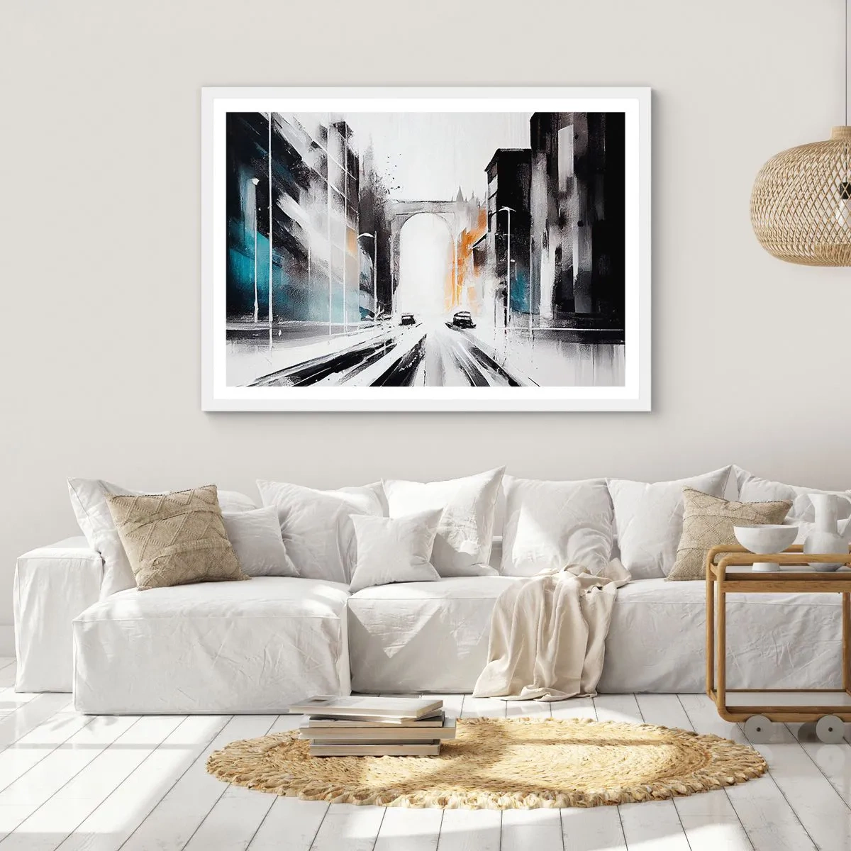 Plakat w białej ramie - Studium miasta: architektura i ruch - 70x50 cm